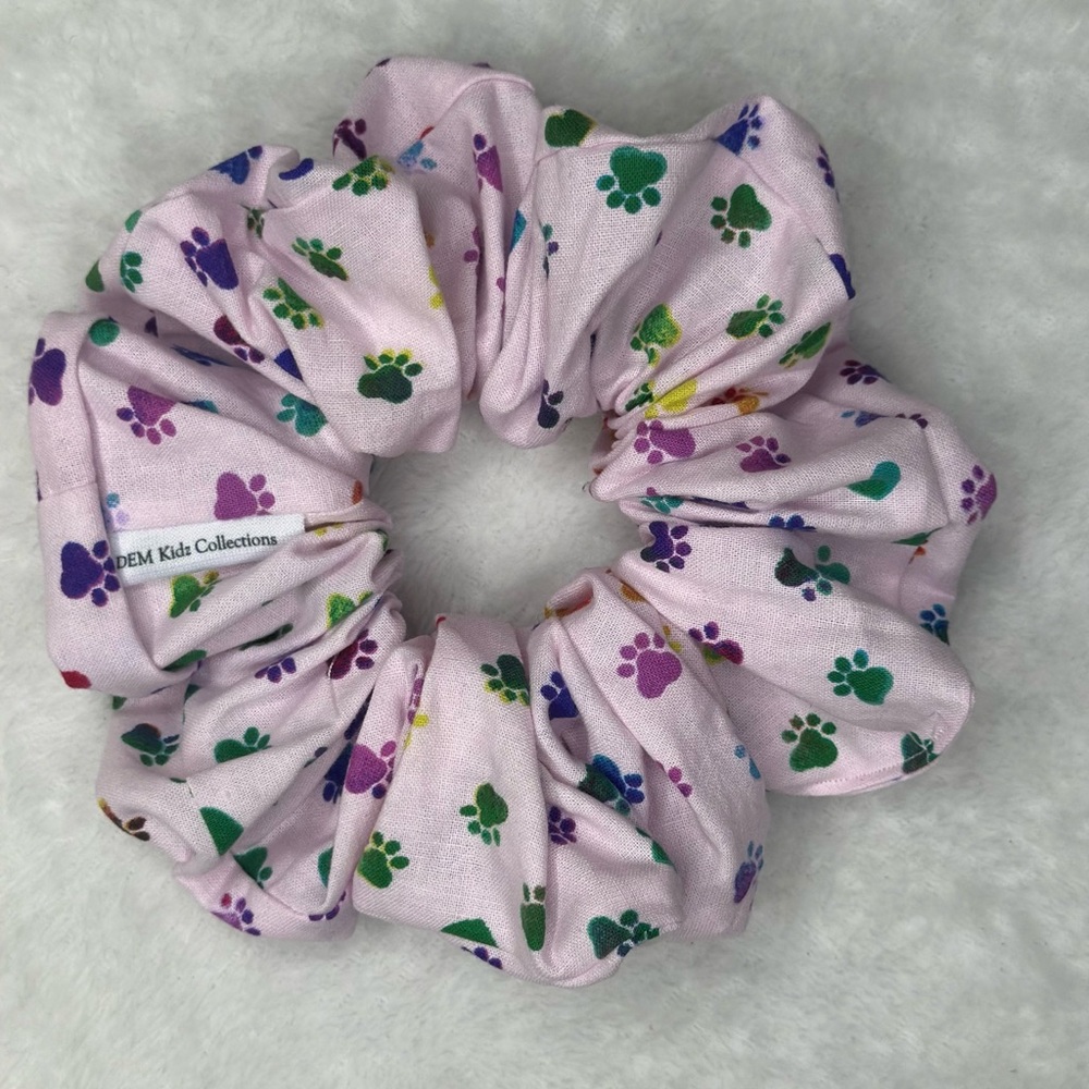 Pink Paw Print Scrunchie